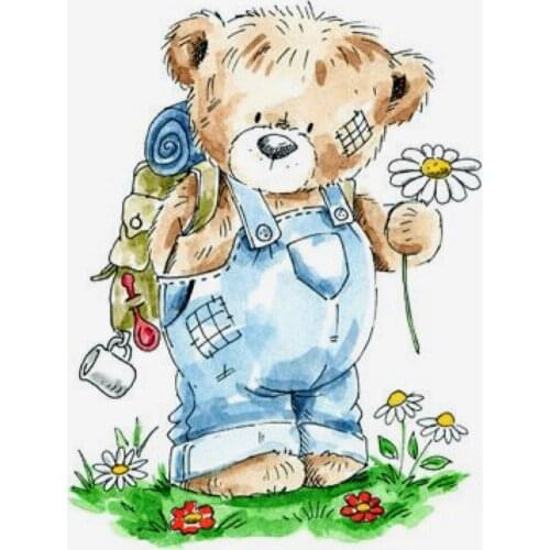 10x8 Little bear holding sunflower Transparent Clear Rubber Stamp Sheet Cling Scrapbooking Photo Album PaperCard DIY Craft