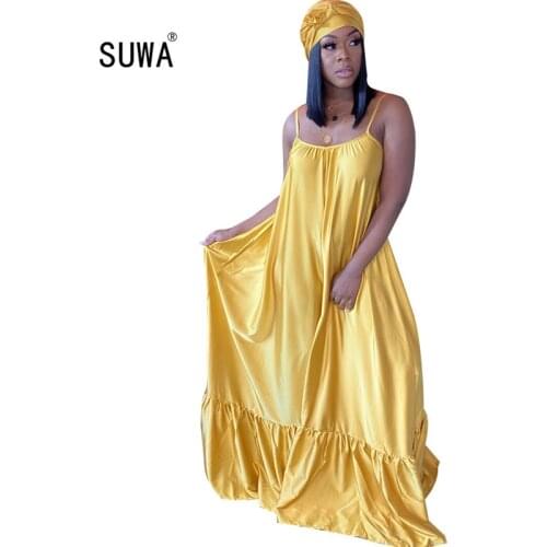 2020 New Summer Women Long Satin Slip Dress Spaghetti Strap Party Dresses Vintage Neon Gold Silk Sexy Loose Elegant Maxi Dress