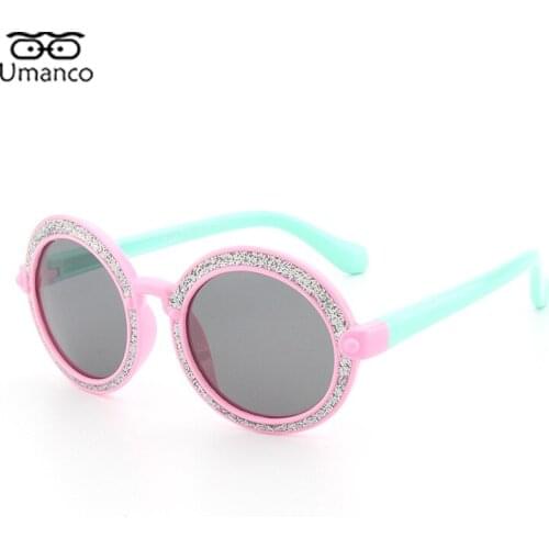 2021 New Round Oversized Sunglasses for Children Polarized Lens Silicone Frame Eyeglasses for Boys Girls Outdoor Travel UV400