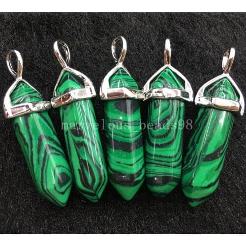 5pcs Wholesale Malachite Lapis Lazuli Tigers Eye Opal Blue Sand Aventurine Jaspe Crystal Goldstone Pendant Bead WB593