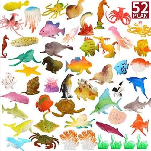 52pcs/set Simulation Marine Animal Model Toy Simulation Marine Animal Ocean Sea Animals Figures Kids Christmas Gift