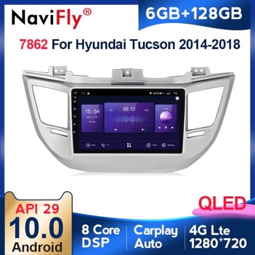 QLED 1280*720 Android 10.0 Car Radio Navigation GPS Player For Hyundai Tucson 3 2015 - 2018 Octa Core 6GB+128GB No 2 Din DVD