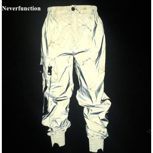 New Men full reflective lightning printed Jogger Casual Pants male Streetwear Harajuku Skateboard Night Sweatpants Trousers