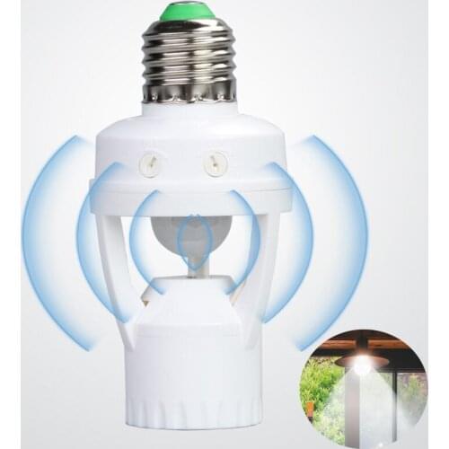 E27 Motion Sensor Base Lamp Holder AC100-240V Motion Light Switch With Light Control Smart elay Time Adjustable Bulb Socket