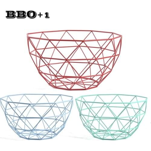 2pcs Vegetable Storage Holder Snack Fruit Basket Container Bowl Wire Metal Drain Rack Table Food Plate Kitchen Desktop Display