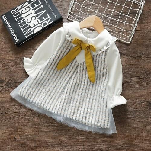 Kids Dresses For Girls Autumn Plaid Girl Baby Sweet Princess Dress Peter Pan Collar Baby Girl Clothes with Big Bow 0-4Y