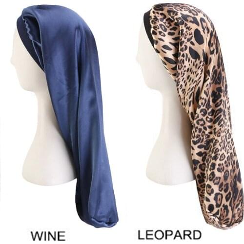 Elastic Wide Edge Satin bonnet Long Hair Hat Sleeping helper Wrap Night Cap Hair Care Bonnet for Women Cap Bonnet