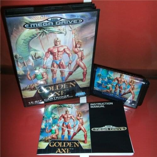Golden Axe EU Cover with Box and Manual For Sega Megadrive Genesis Video Game Console 16 bit MD card