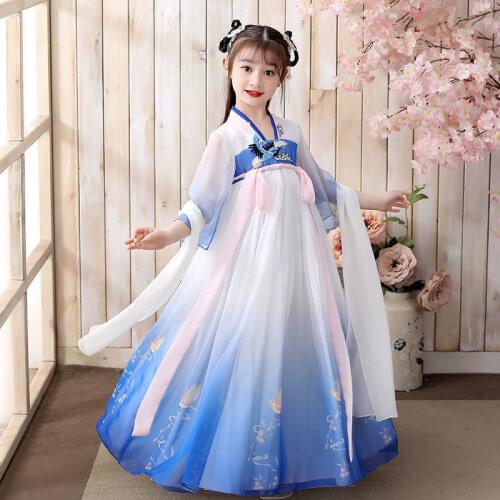 Hanfu Kids Chinese Skirt Girls Hanfu Oriental Chinese Style Retro Hanfu Dress Hanfu Cosplay Kids Tang Suit Fairy Princess Dress