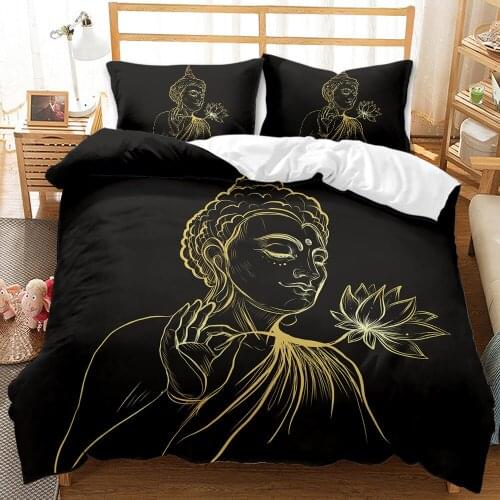 Design Buddha 3D Printed Bedding Set Comfortable Duvet Cover Pillowcase Home De Adult Bedroom Decoration Deluxe Full Size