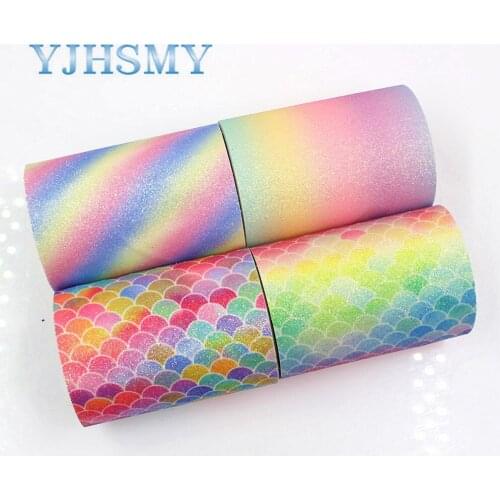 YJHSMY G-18930-1275,75mm,2yards Color glitter powder Thermal transfer Printed grosgrain Ribbons,DIY Wedding decoration materials