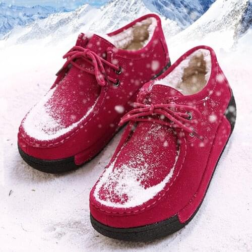 Fashion Womens Genuine Leather Shake Shoes Platform Casual Sneakers Lace-up Walking Shoes Winter Warm Shoes Flats Lace Up