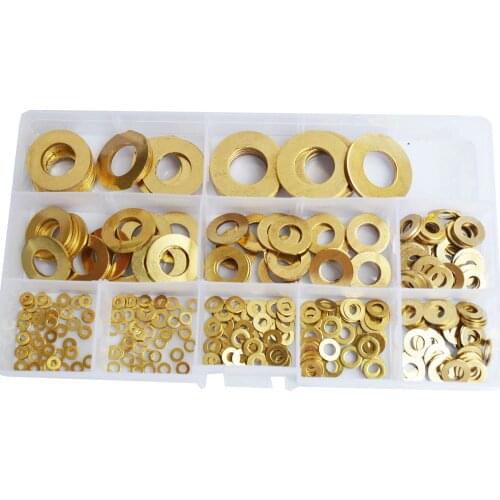 Brass Flat Washer Metal Plain Meson Seal Gasket Set Assortment Kit M2 M2.5 M3 M4 M5 M6 M8 M10 M12 M14