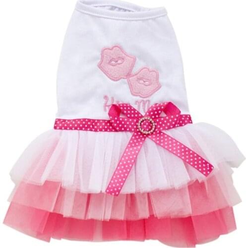 Summer Pet Dog Dresses Cute Lace Tutu Dress for Small Dogs Puppy Dress Trendy Bowknot Dog Princess Dress Pet Clothing S-2XL