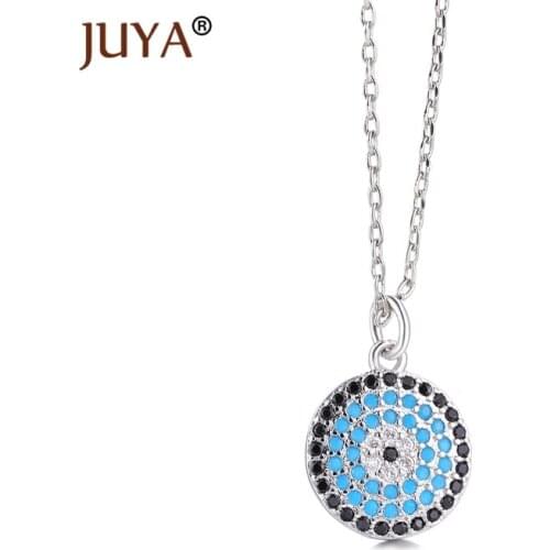 JUYA Copper CZ Rhinestone Necklaces Turkish Blue Evil Eye Necklace For Women Jewelry Gift
