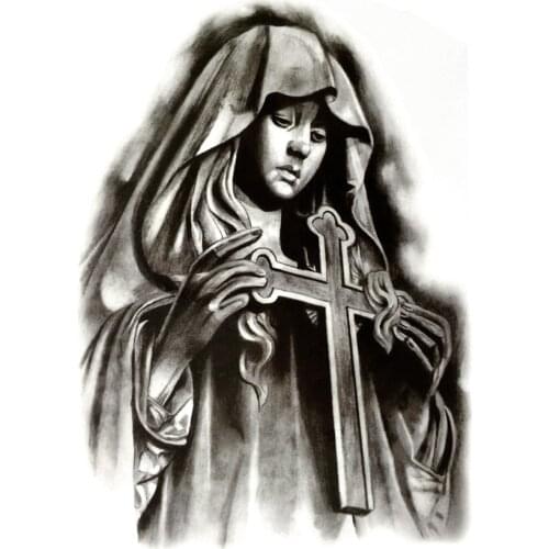 Prayer nuns Waterproof Temporary Tattoo sticker Gods daughter Fake Tattoo body art Henna Tatoo sleeve sexo harajuku men