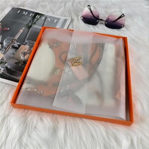 OEMG 100% Silk Scarf Medium Square 26inX26in Women Fashion Breathable Smooth Satin Luxury Hairband Floral Hijab Giftbox Pack