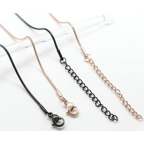 1 Set 304 Stainless Steel Necklace For Women Men Rose Gold & Gunmetal With Lobster Claw Clasp And Extender Chain Gift 45cm long