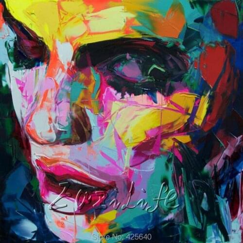 Palette knife painting portrait Palette knife Face Oil painting Impasto figure on canvas Hand ainted Francoise Nielly 16-34
