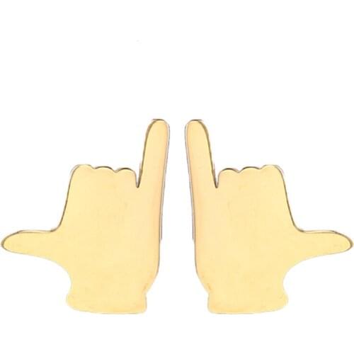 RIR New Arrived Small Stud Earrings Silver Gold And Rose Gold Stainless Steel Hand Shaped Earrings Charm For Women Jewelry