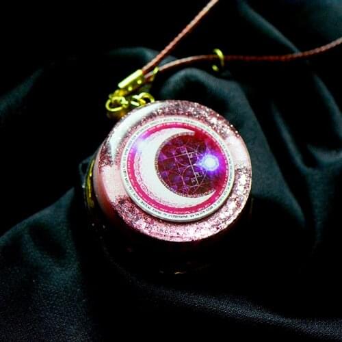 Reiki Pink Moon Symbol Orgonite Energy Crystal Necklace Angel Wicca Chakra Orgon Pendant Jewellery Charms Help Woman In Love