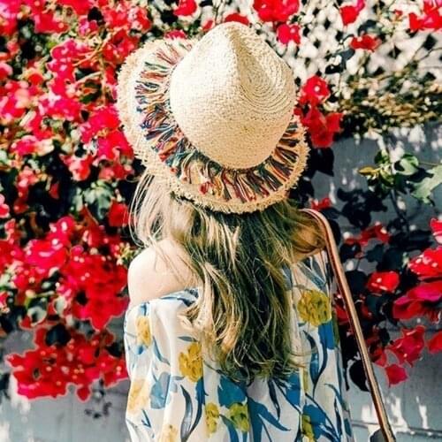 Female Beach Hats Women Color Tassel Summer Straw Outdoor Sun Hats for Women Hat Summer Hat