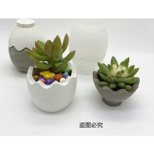 Concrete Flower Pot mold silicone Easter Egg Molds for cement garden plant container diy Easter Gifts Storage Box Clay Molds