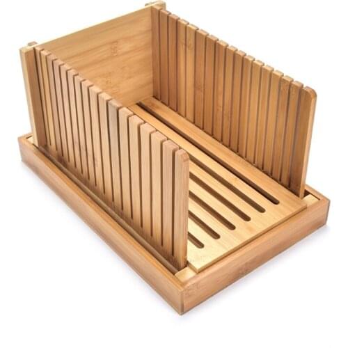 Foldable Bamboo Wood Bread Slicer Cutter Toast Loaf Cutting Guide Slicing Maker for Cakes Bagels
