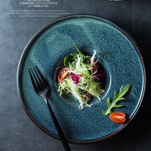 European style flying saucer plate western food plate round soup plate creative salad plate personality household stoneware stea