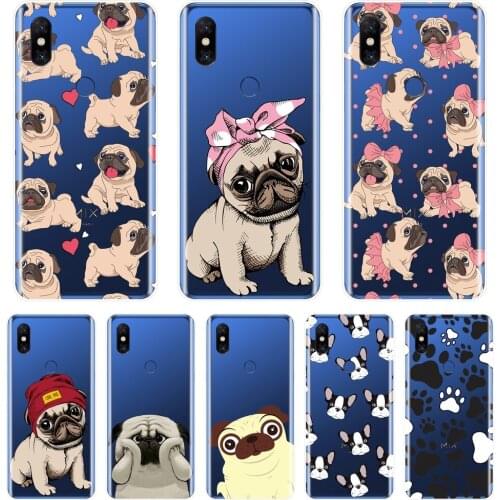 Back Cover For Xiaomi Mi Mix 1 2 2S 3 Soft Silicone Pug French Bulldog Dog Puppy Kawaii Phone Case For Xiaomi Mi Max Note 1 2 3