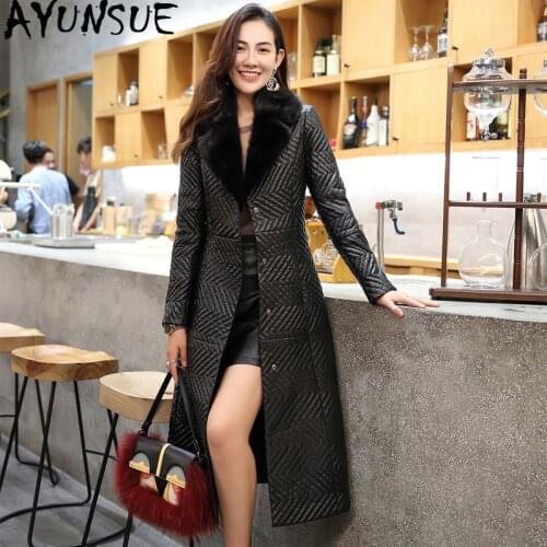 AYUNSUE Genuine Leather Jacket Winter Jacket Women Mink Fur Collar Real Sheepskin Coat Female Down Jackets Chaqueta Mujer MY3932