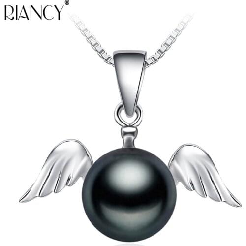 Fashion Natural Freshwater black Pearl Pendants For Women Elegant Necklace 45cm Cute elf pendants For gril wedding gift