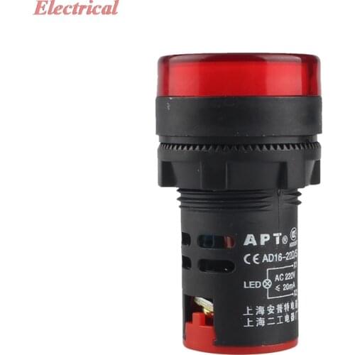 1pc AD16-22DS Power Supply LED Indicator Light 6V 24V 36V 110V 220V 380V Mounting Hole 22mm Red/Yellow/Blue/Green/White