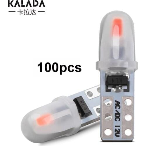 100pcs T5 74 2*3014 Chip Car LED Light Auto Wedge Light Instrument Dashboard Lamp Indicator Signal Bright Diode DC 12V White Red