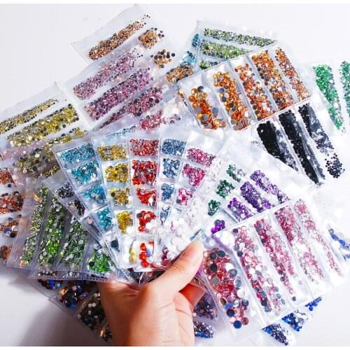 1000Pcs Mixed Size 2/3/4/5/6mm Super Glitter Rhinestones 3D Crystal Nails Art Rhinestone,Flatback Glass Nail art Decoration