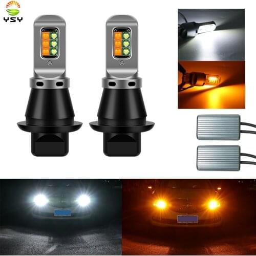 2x ba15s BAU15S 1156 p21w PY21W 3535 12 led T20 W21W WY21W 7440 light Daytime Running Light+Turn Signal Dual Mode DRL LED Lights