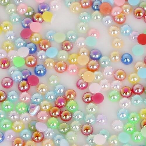 3/4/5/6/8/10/12/14mm Multicolor Acrylic Pearl Imitation Half Round Flatback Bead For Jewelry Making DIY Accessories