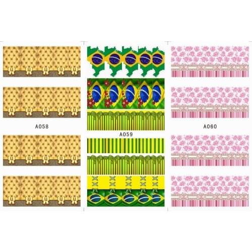 3 SHEETS / LOT Nail Art Water Transfers Stickers Nail Decals Stickers FLOWER BRAZIL FOOTBALL BOW TIE A058-060