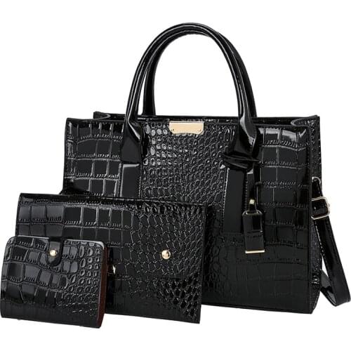 New Fashion Alligator Women Handbags European Design Leather Ladies Shoulder Bags Female Girl Brand Luxury Crossbody Bag 3 Pcs