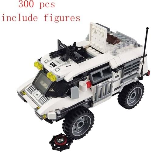 Enlighten 3204 298pcs Military War City Thunder Mission Gatling White Armored Car Building Blocks Toys For Children