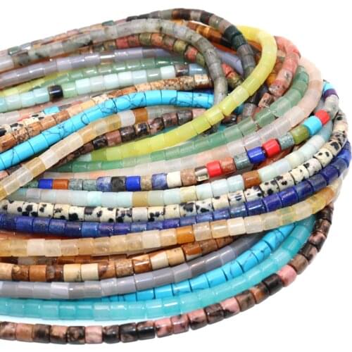 4*4mm Cylindrical Shape Turquoises Agates Amazonite Flat Natural Stone Loose Beads For Jewelry Making DIY Bracelet Necklace
