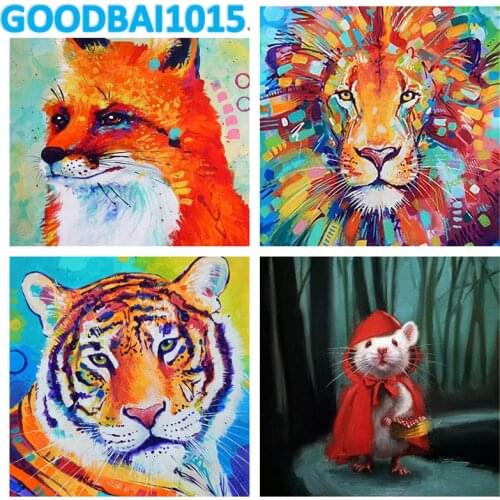 5D DIY Diamond Painting Lion Tiger Fox Diamond Embroidery Mosaic Art Picture Animal Home Decoration Cross Stitch Kits Gift
