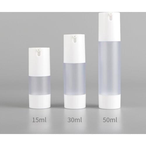 Frosted White Plastic Airless Bottle 15ml 30ml 50ml Liquid Foundation Lotion Skin Care Cosmetic Packing Accessories 10pcs/lot