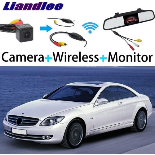 Liandlee 3in1 Wireless Receiver Mirror Monitor Special Rear View Camera Backup For Mercedes Benz MB CL55 CL63 CL65 CL500 CL600