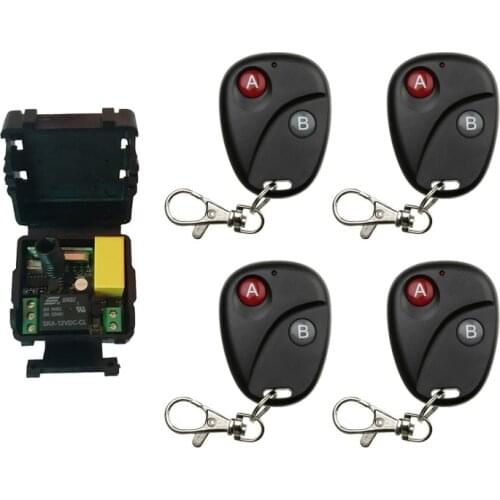 AC 220 V 1CH 1 CH Wireless RF Remote Control Light Switch 10A Relay Output Radio Receiver Module+one-button black Transmitter