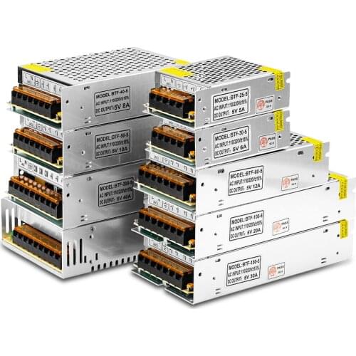 DC5V 2A 3A 4A 5A 8A 10A 12A 20A 30A 40A 60A Switch LED Power Supply WS2812B WS2801 SK6812 SK9822 LED Strip Transformers Adapter