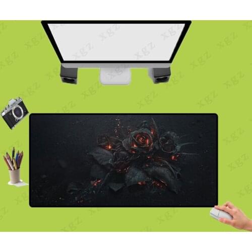XGZ Black Rose Flower Large Rubber Non-slip Mouse Pad Black Lock-edge Computer Desk Mat Speed Size Can Be Selected Csgo XXL