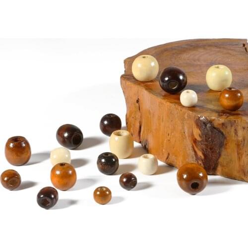 50pcs/lot Big Hole Natural Wood Beads Three Colors Handmade DIY Jewelry Making Loose Wooden Spacer Beads