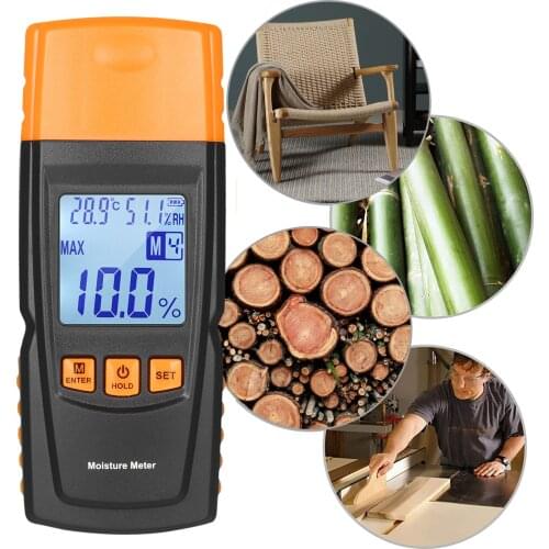 KKmoon 3-in-1 Digital Wood Moisture Meter Firewood Water Content Analyzer Ambient Temperature+Humidity+Wood Moisture Tester