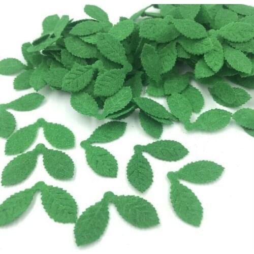 DIY 200pcs Green LeavesFelt Appliques making decoration scrapbooking crafts 33mm